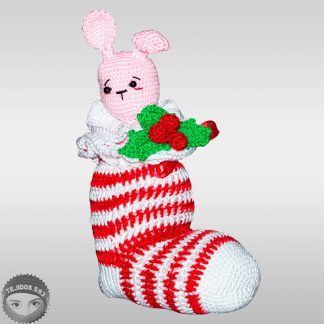 Amigurumi Calcetín Conejito de Navidad