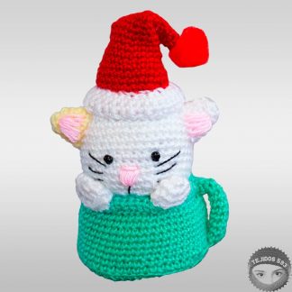 Amigurumi Taza con ratón navideño